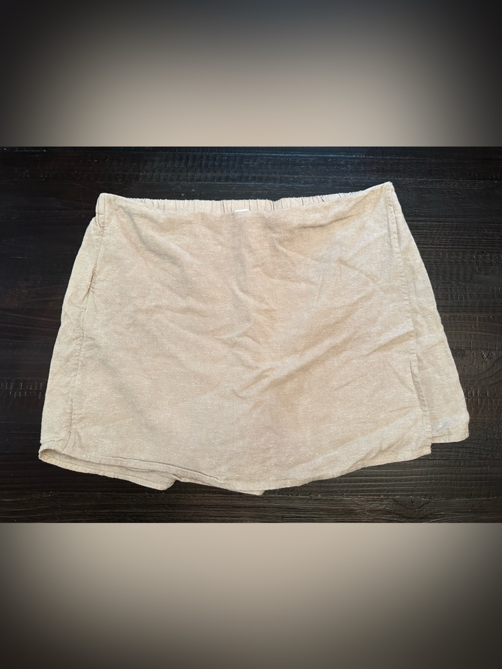 Tan Linen Mini Skorts